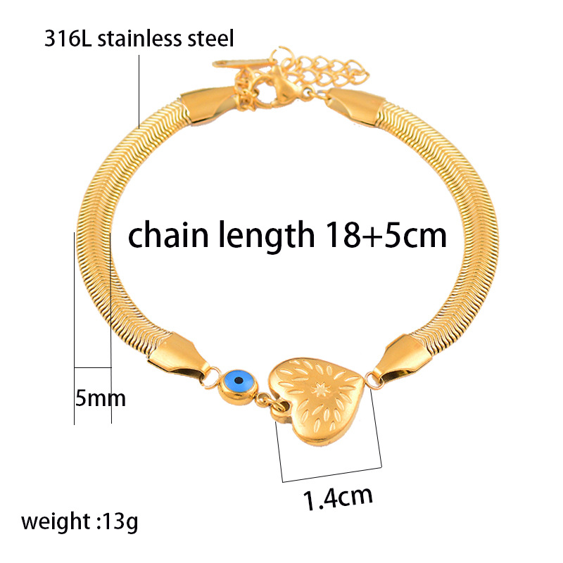 Fashion Heart Shape Stainless Steel Plating Bracelets 1 Piece