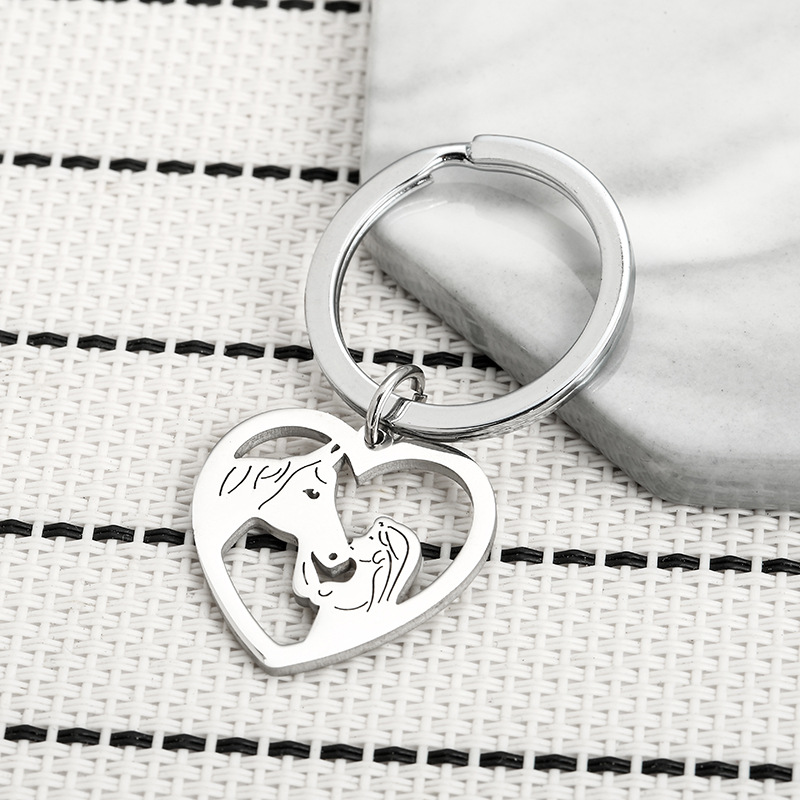 10g Weight Romantic Human Horse Stainless Steel Valentine'S Day Couple Keychain