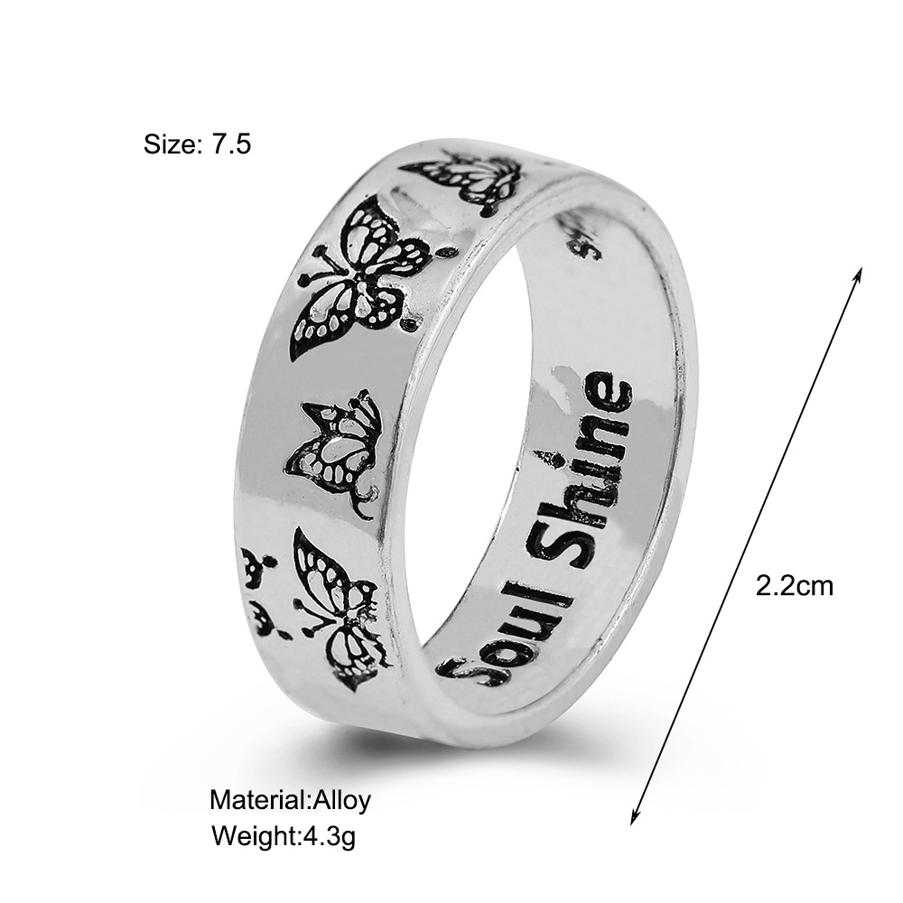 CrossBorder Vintage Carved Butterfly Ring Creative Personality Single Ring Index Finger Ring Shine Knuckle Ringpicture1