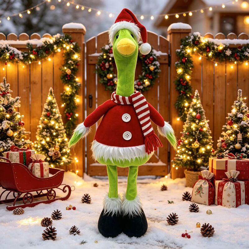 Christmas Grinch Goose Outfit 23inch Three-Piece Porch Goose Outfit Set Green Monster Christmas Gift Decoration Christmas Grinch Goose Outfit 23inch Three-Piece Porch Goose Outfit Set Green Monster Christmas Gift Decoration