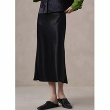 时尚现货通勤百搭波光粼粼优雅缎面高腰半裙气质纯色垂感中长裙