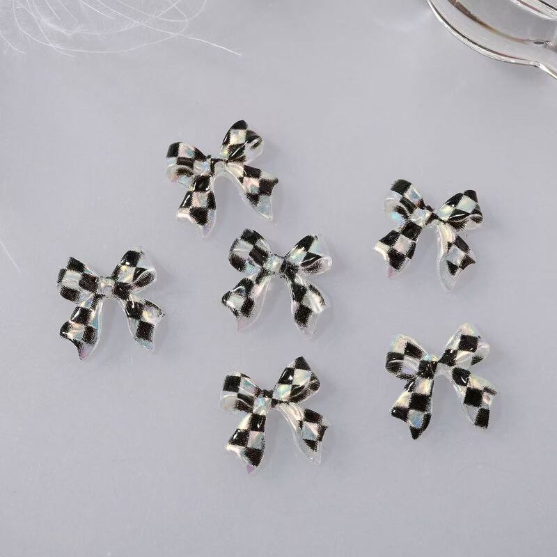 New Plaid Ribbon Manicure Resin Jewelry Accessories Three-Dimensional Ribbon Bow Colorful Nail Accessories Wholesale