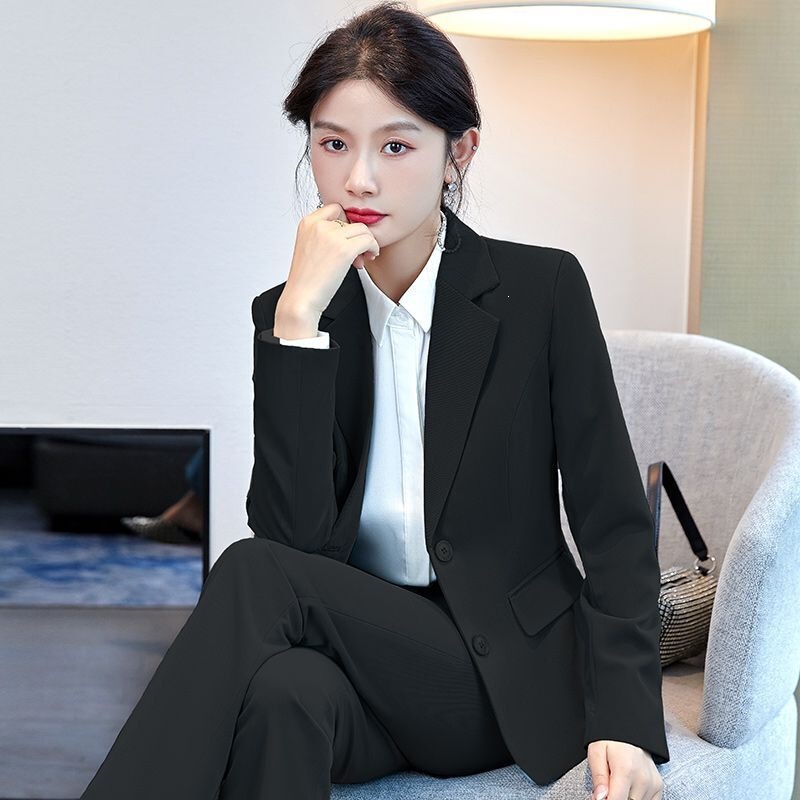 Women's Business Suit Set for Interviews, Formal Wear, Spring and Autumn Fashion, Stylish Blazer, Workplace and Bank Work Attire Women's Business Suit Set for Interviews, Formal Wear, Spring and Autumn Fashion, Stylish Blazer, Workplace and Bank Work Attire