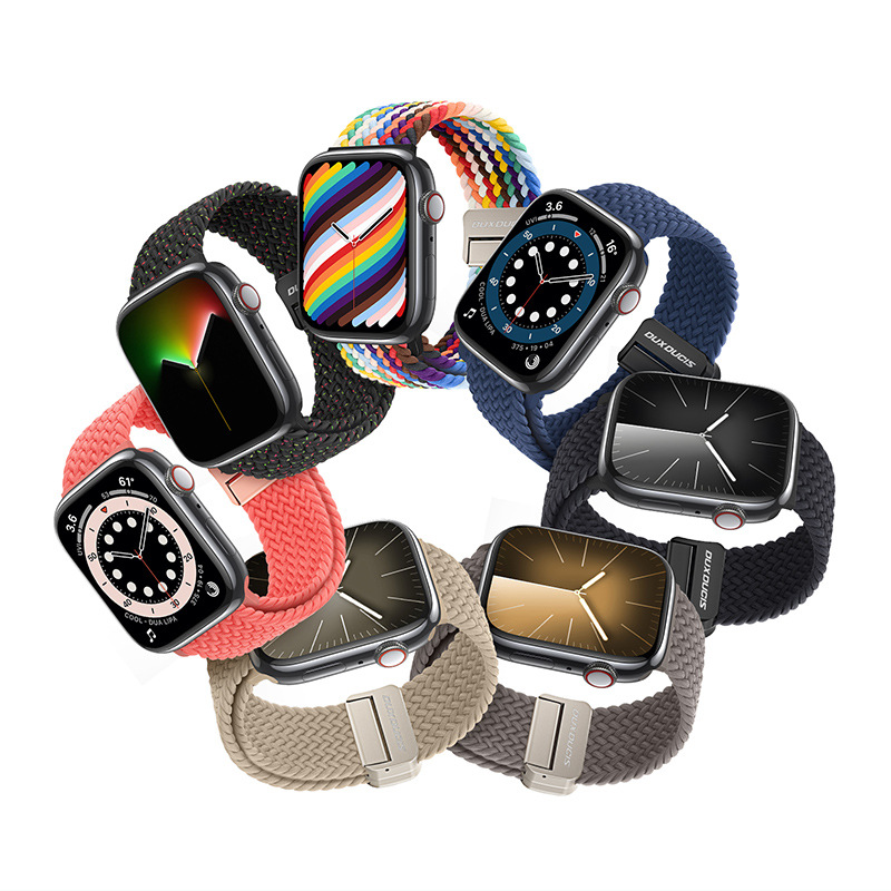 Correa elástica de Apple tejida de nylon adecuada para AppleWatch hebilla de succión magnética correa de reloj deportivo al por mayor transfronteriza image 6