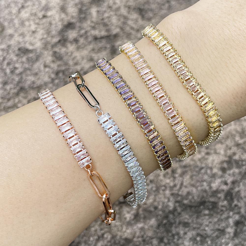 Fashion Simple Half Stitching Zircon Inlaid Chain Bracelet Wholesale