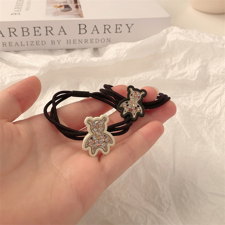 Aleación de diamante oso de goma anillo de cabello cuerda de cabeza temperamento de red chica de cabello de alta elasticidad accesorios de cabello