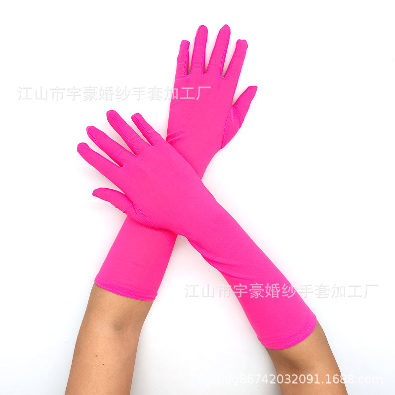 43厘米牛奶丝弹力舞台表演手套万圣节化妆派对服饰配饰礼服手套|undefined