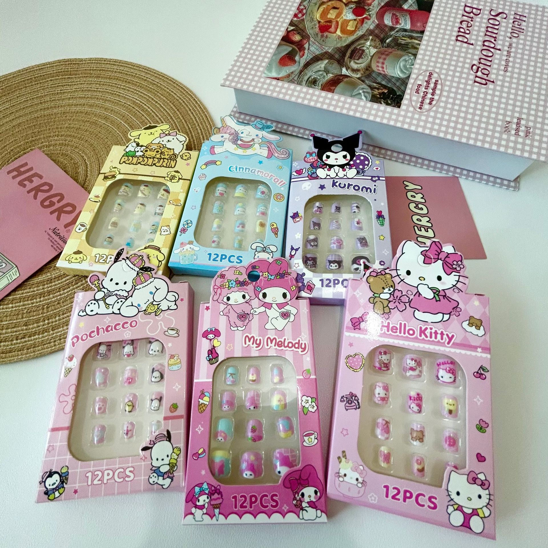 Nuevo Sanrio pegatinas de uñas para niños Kolomi pegatinas de uñas desmontables para chicas para usar uñas