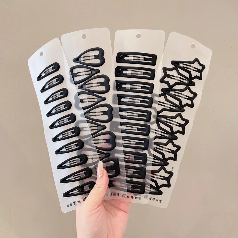 Negro simple clip de una palabra para mujeres lado de cabello fruncado clip de cabello clip BB clip fijo clip de cabello pequeño tocado