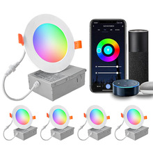 4寸6寸无线手机APP控制超薄led面板灯接线盒RGB全彩调光调色筒灯