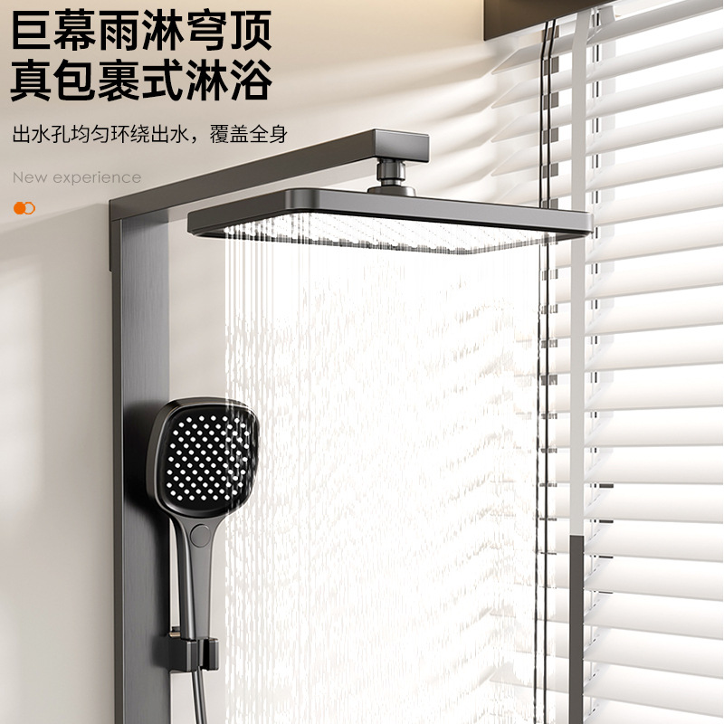 Ducha de temperatura constante transfronteriza juego de ducha completo elevador de luz de ambiente sobrealimentado vidrio templado a prueba de salpicaduras ducha doméstica