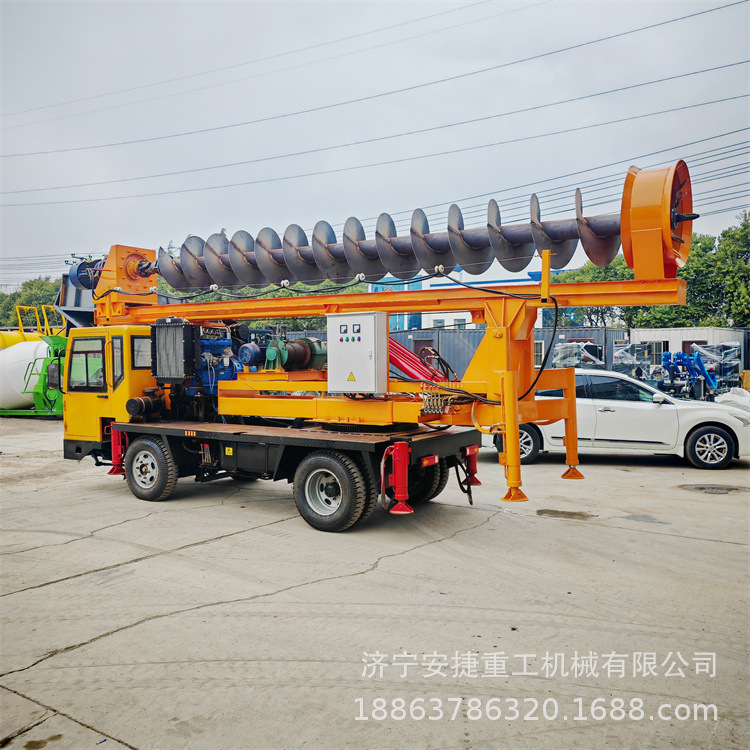 小型270地基打桩机 农村建房旋挖钻孔机 6米麻花钻注灰引孔机