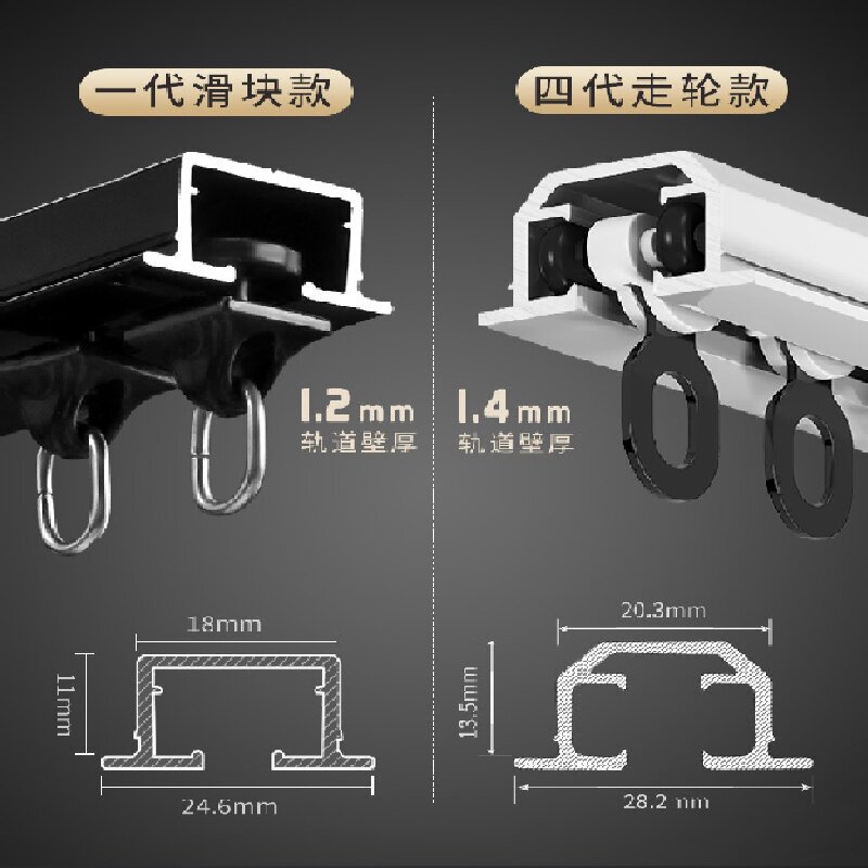Aluminum Alloy Accessible Luxury Curtain Track Embedded Slide Rail Pre-Embedded Top-Mounted Guide Rail Embedded Silent Slide Balcony Decoration