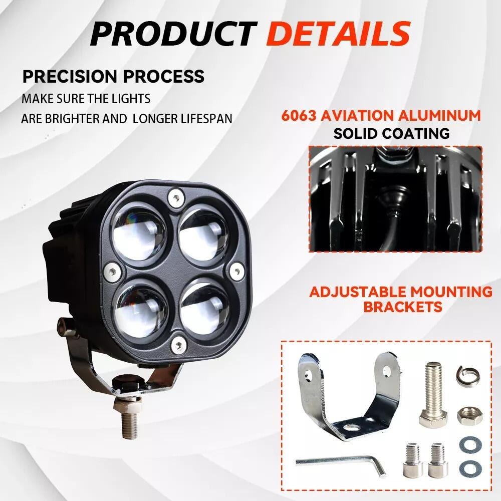 4X4 four-leaf clover motorcycle led spotlight with lens electric car paving auxiliary light battery car car strong light