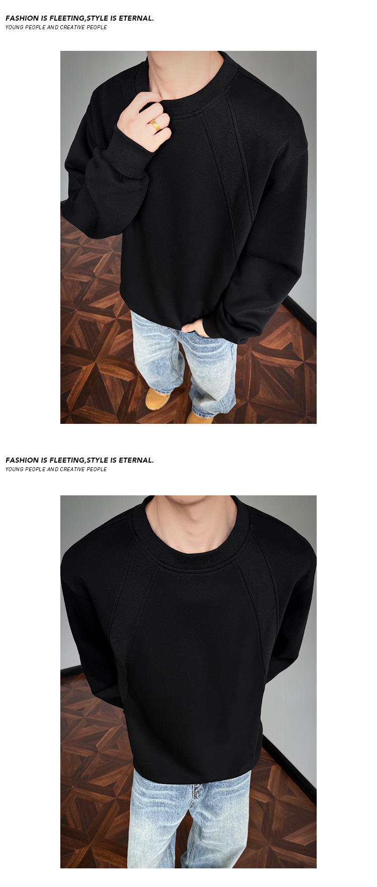 Men's Heavy Deconstructed Sweatshirt Trendy Loose Pullover Top_voghion.com