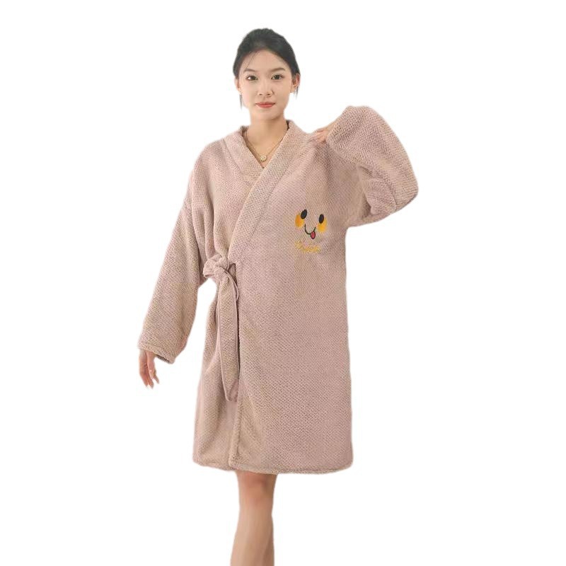 남녀 목욕 가운 잠옷 2023 면 흡수성 가정용 목욕 타월 커플의 긴 소매 두꺼운 잠옷보다 새로운
