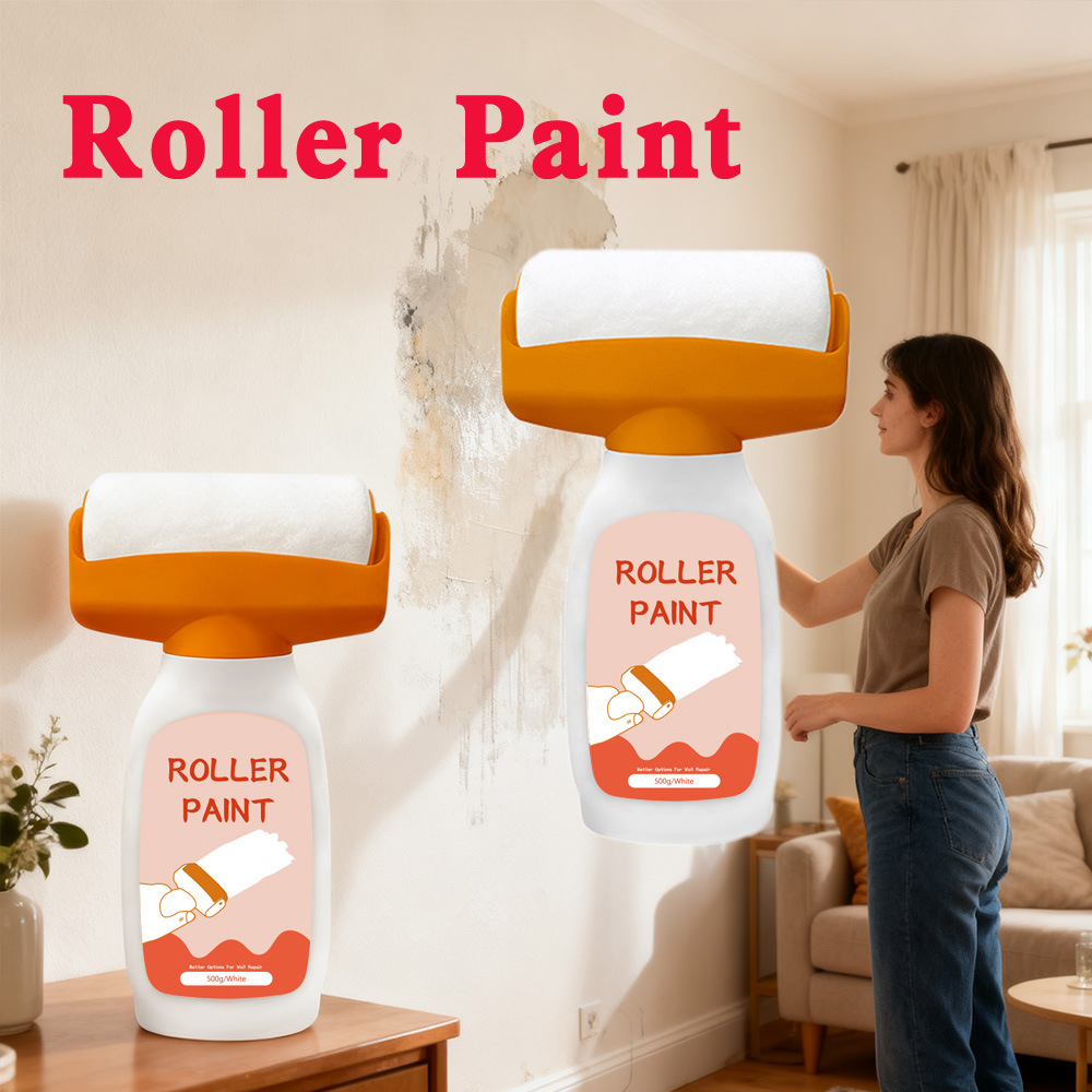 跨境墙面滚筒漆水性净味乳胶漆家用白色自刷漆涂料白墙修复漆