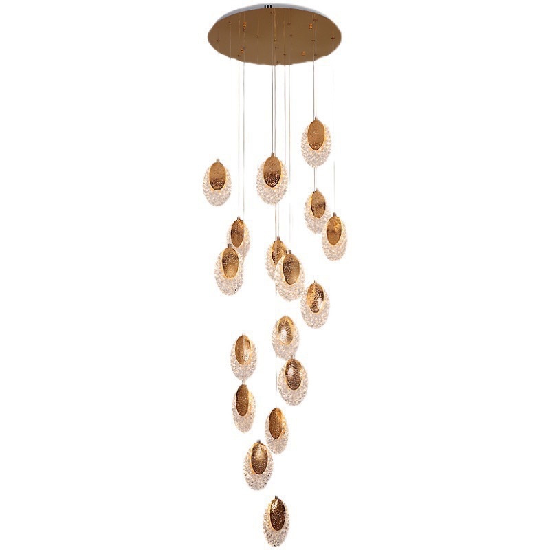 Moderno lujoso nórdico edificio dúplex villa salto loft candelabro lámpara dúplex escalera larga comedor simple