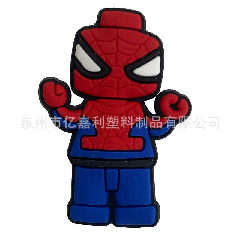 Superhéroe Spider-Man serie Anime agujero zapatos accesorios de jardín zapato flor accesorios de DIY Flor de zapato extraíble