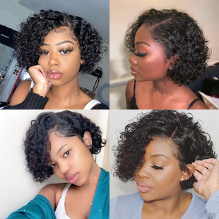 New wig ladies partial short curly hair natural fluffy black short hair Foreign trade chemical fiber hair rose net without lace