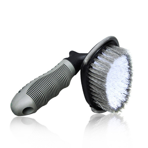 Curved handle T-shaped car tire brush two-color wheel hub twisted wire brush car wash tool for cleaning wheel hub rims