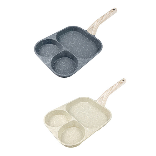 Non-stick 3-hole frog-shaped breakfast flat pan for eggs, steak, and more, suitable for home use and baby food