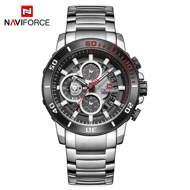 NAVIFORCE Lingxiang 9174 nuevo reloj redondo calendario deportes de Cristal los hombres movimiento cuarzo puntero tipo