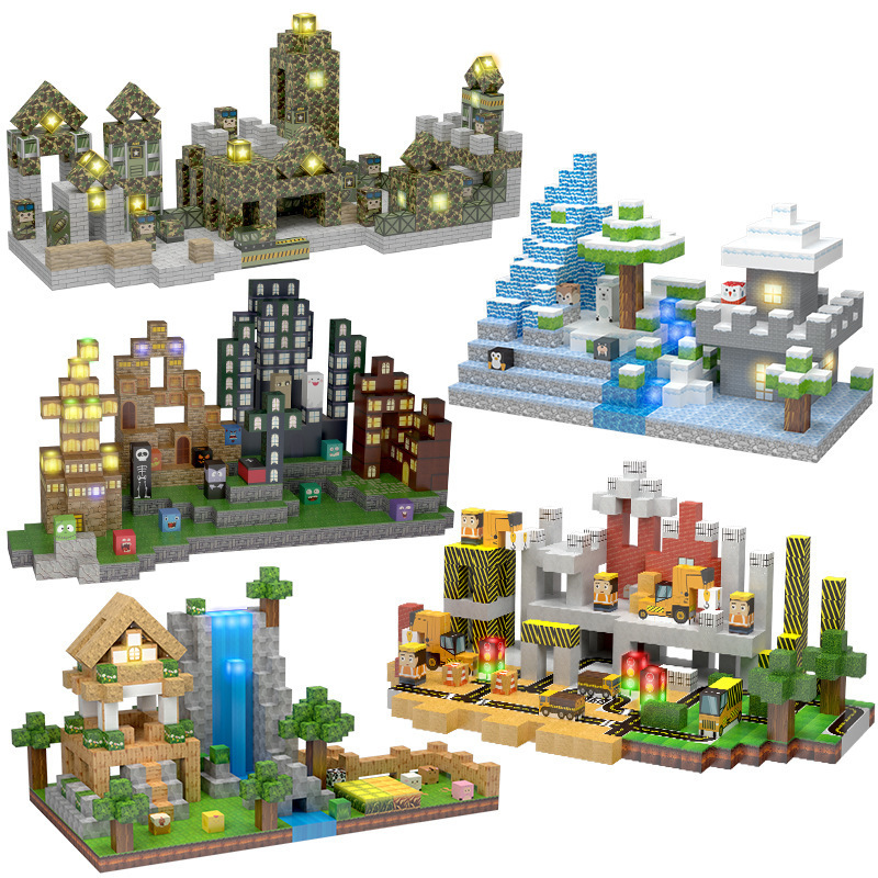 Suministro de fábrica de un nuevo juego de bloques magnéticos de iluminación, juego de cubos magnéticos de ensamblaje educativo para niños.