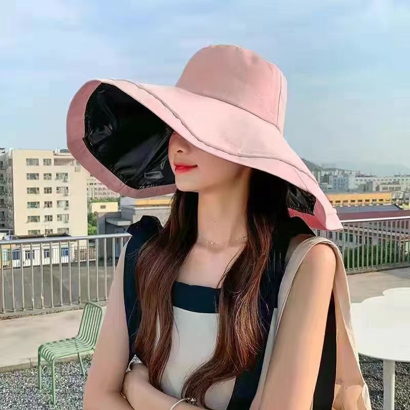 特大つば日焼け止め帽子海辺抗 UV upf50 + 日よけ帽子折りたたみビニール漁師帽子女性用|undefined