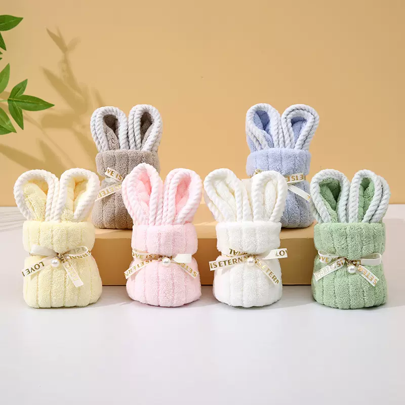 珊瑚绒毛巾抽条小熊毛巾儿童生日满月伴手礼小毛巾吸水毛巾不掉毛