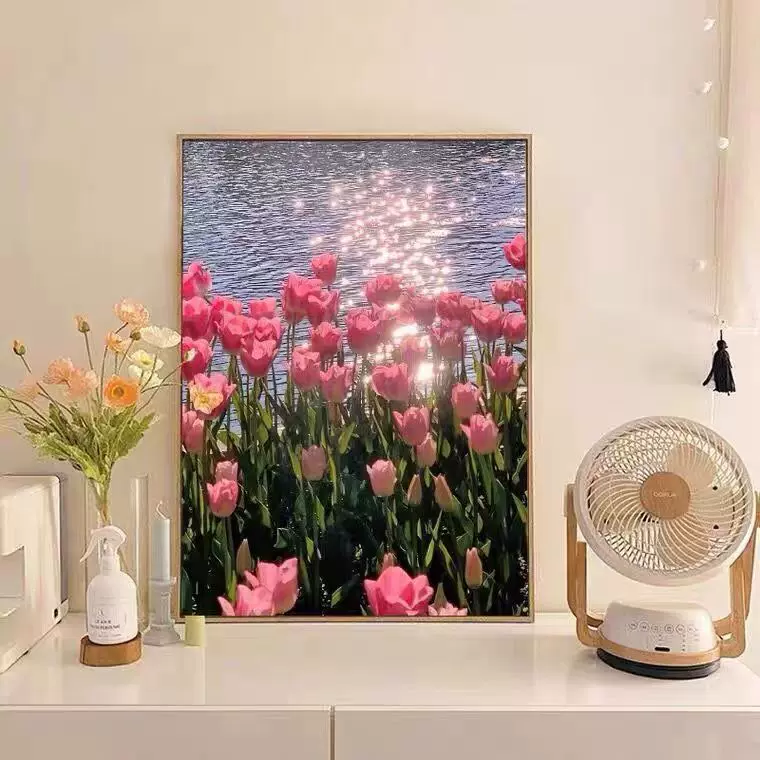 热销郁金香花新款钻石画满钻客厅贴钻十字绣卧室简约现代北欧装饰
