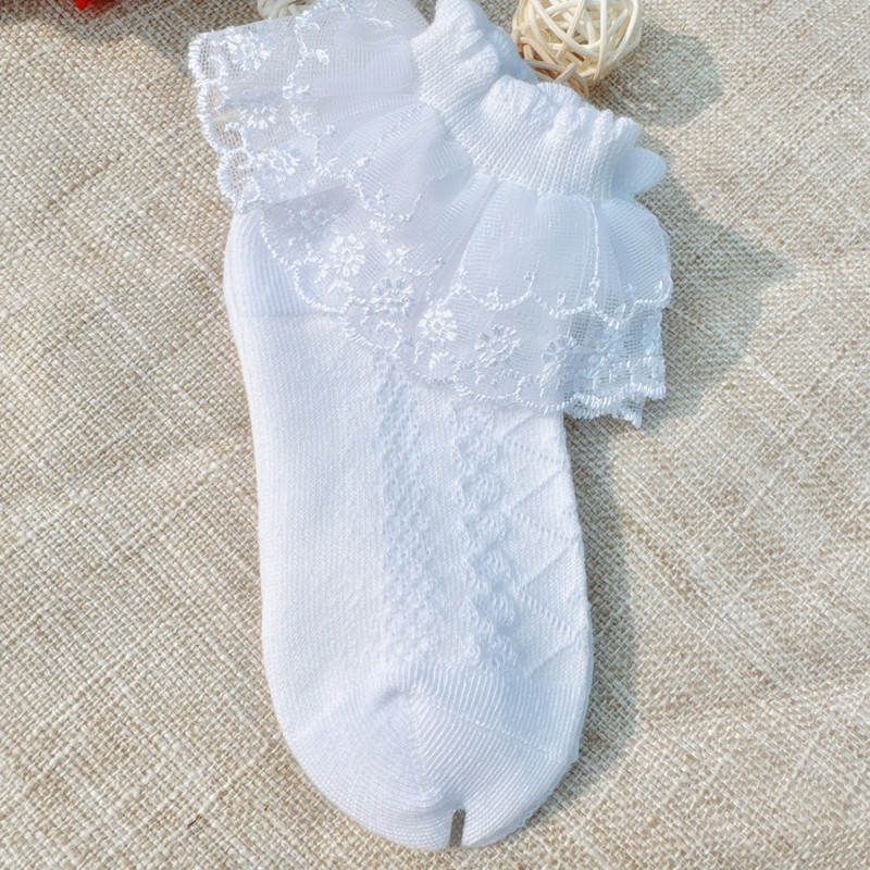 Calcetines de encaje para niños niñas transpirable primavera y otoño verano malla rayas encaje princesa calcetines cortos bebé blanco danza