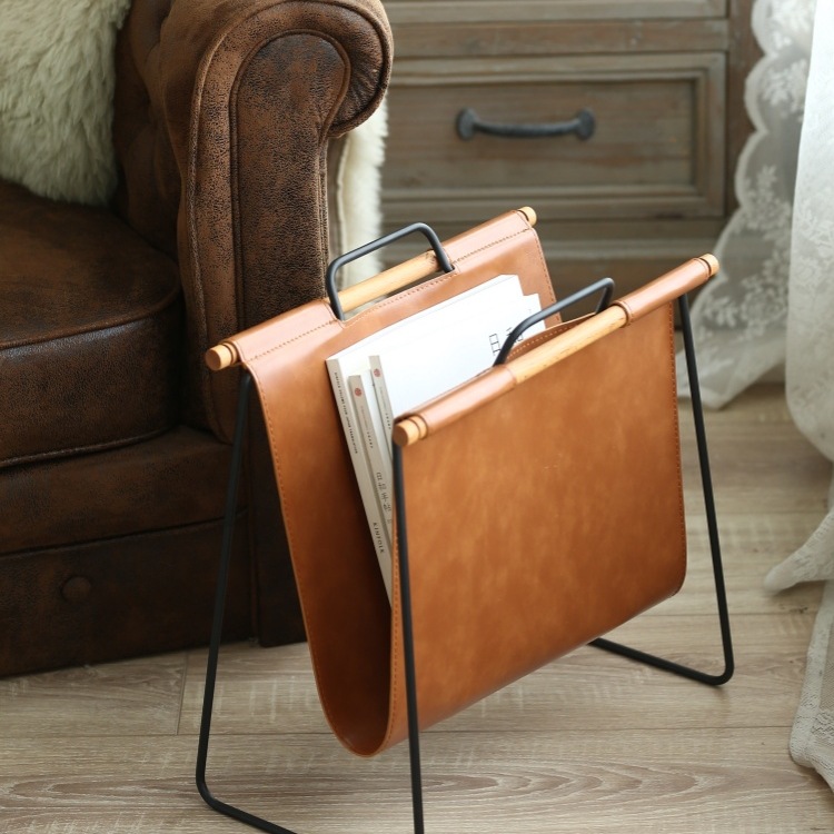 Iron Solid Wood Magazine Rack, Book and Newspaper Rack, American Sundry Storage Rack, Nordic Storage Rack, Second-Hand Floor-Standing Small Bookshelf