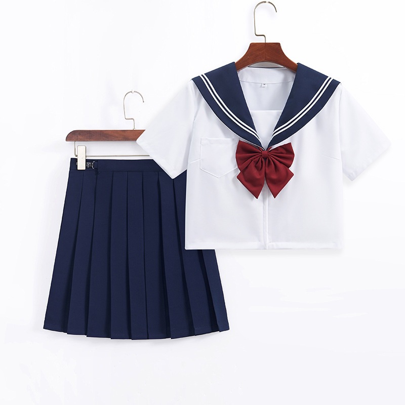 工厂代发jk制服正统绀领白二本水手服jk校供感jk套装jk裙百褶裙女