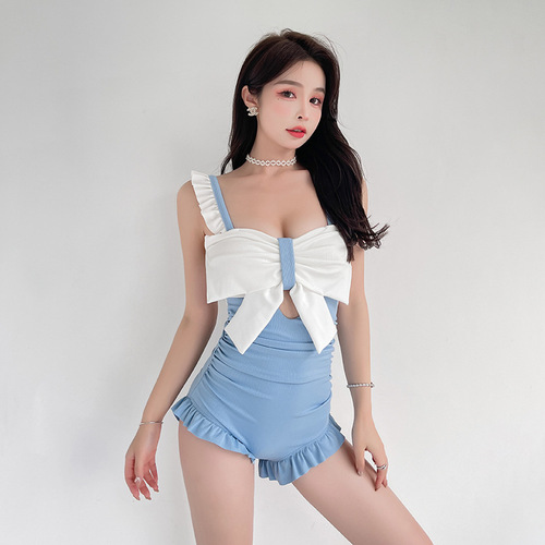 Women's Sexy Sweet One-Piece Swimsuit, Korean Instagram Style, Pure Desire, Belly Covering, Slimming, Conservative, Wholesale Swimwear