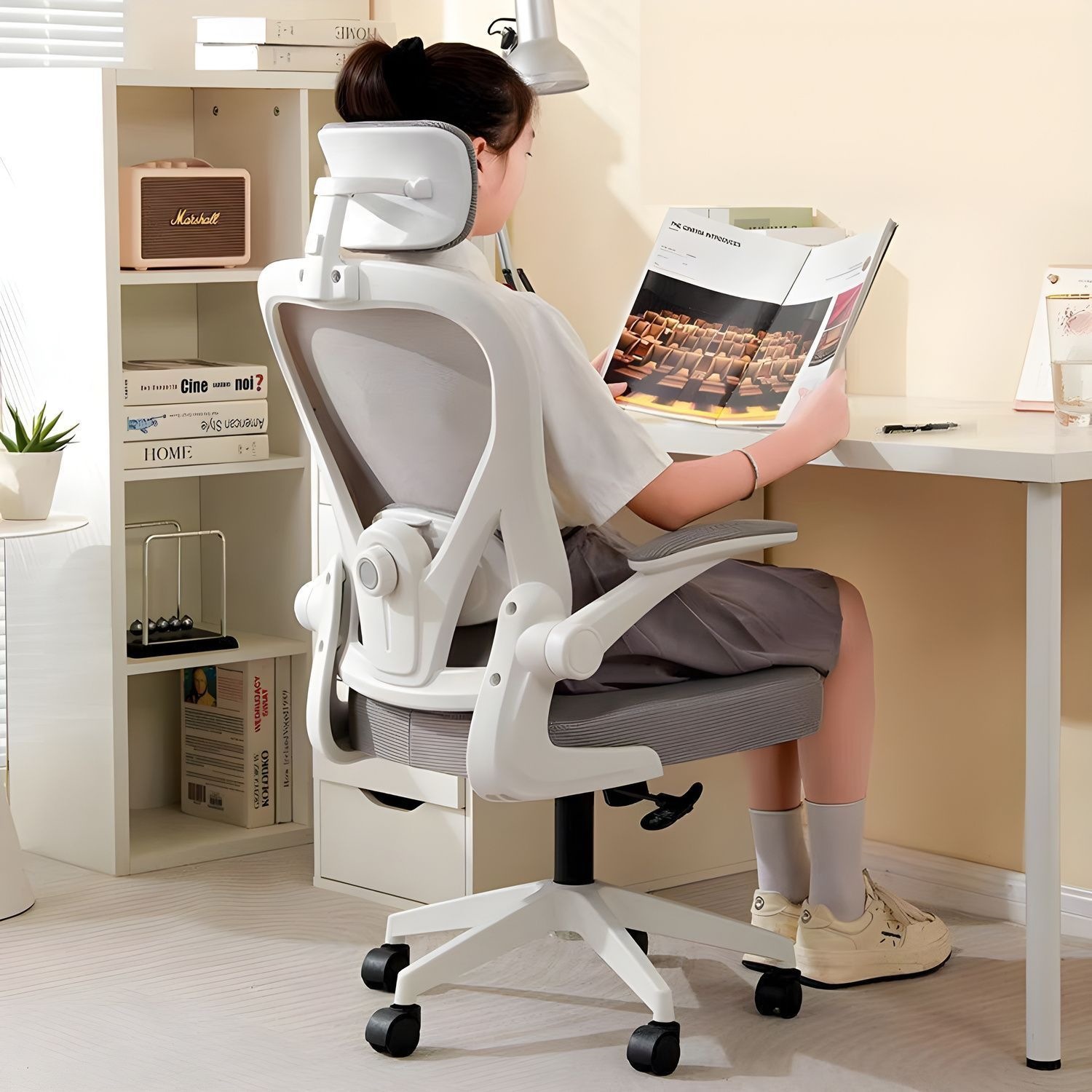 Computer Chair, Ergonomic Chair, Comfortable for Long Sitting, Home Office Chair, Staff Dormitory Chair, Posture-Correcting Study Chair