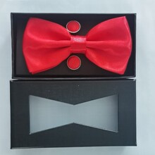 速卖通 EBAY男士结婚纯色领结口袋巾袖扣套装男式蝴蝶结礼盒装