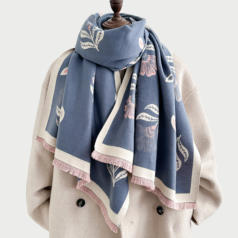 Bufandas coreanas de cachemira de dama 2025 pájaros con un bufón de aire acondicionado que se vuelve más grueso y cálido