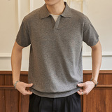 ZF8111-MW海鸥领针织OLO衫简约休闲老钱风短袖松弛感上衣，男装针织衫/毛衣，星座614