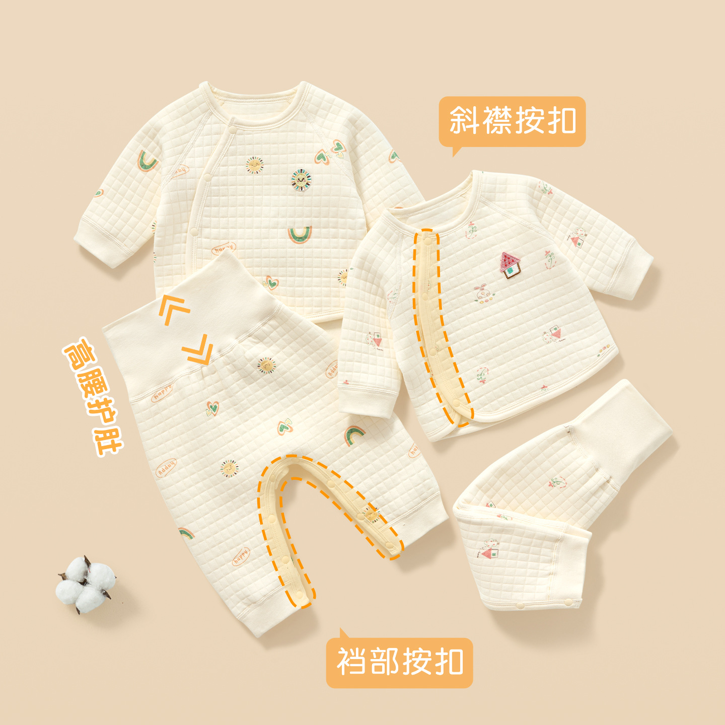 Baby calentamiento ropa interior set otoño-invierno ropa de nuevo hombre y mujer algodón dividido cintura alta abdomen bebé abrigo de otoño pantalones de otoño