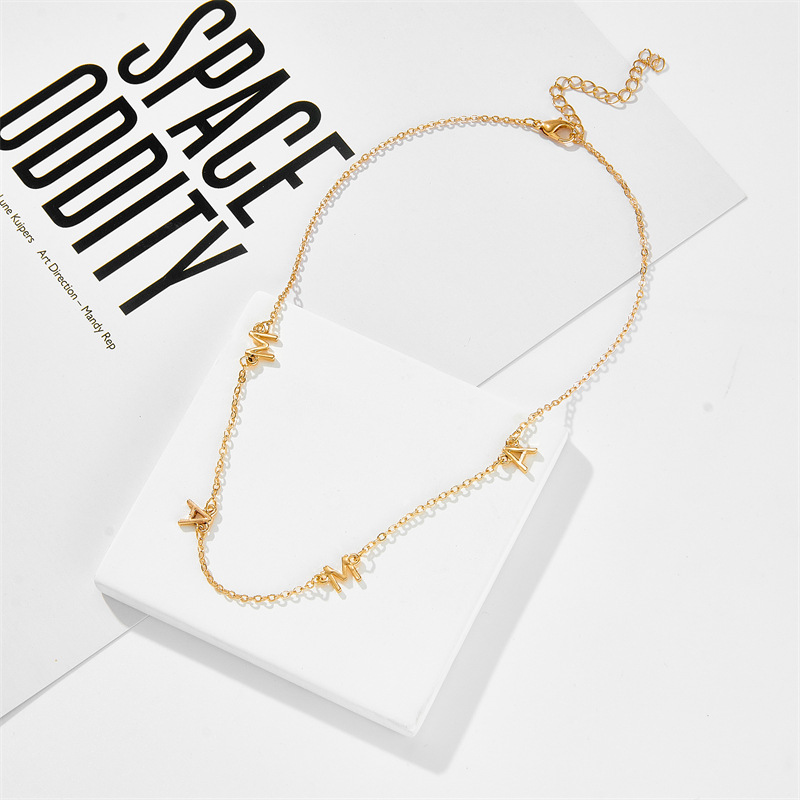 Copper Plated 14 Real Gold Letter Pendant Simple Clavicle Chain