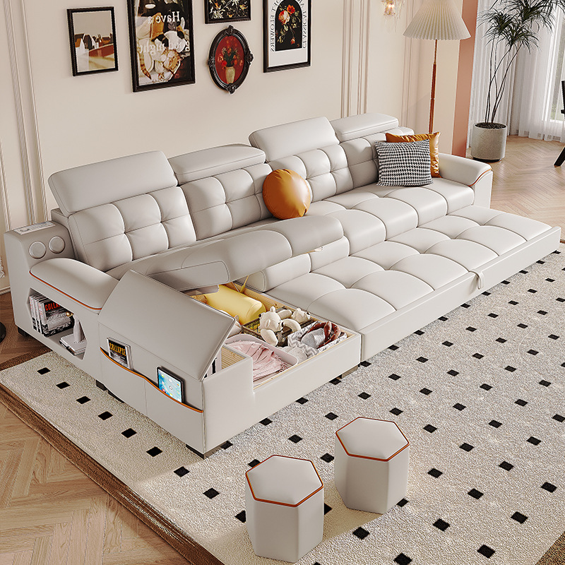Cat's Claw Leather Sofa Bed Folding Dual-purpose Small Apartment Imperial Concubine Multi-functional Retractable Extractable Storage Technology Cloth Sofa