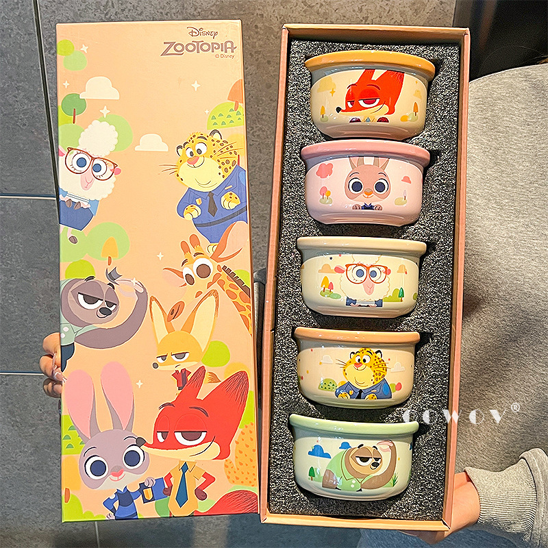 Zootopia Nick Judy Ceramic Rice Bowl Household Personal Bowl High-Value Tableware Birthday Gift