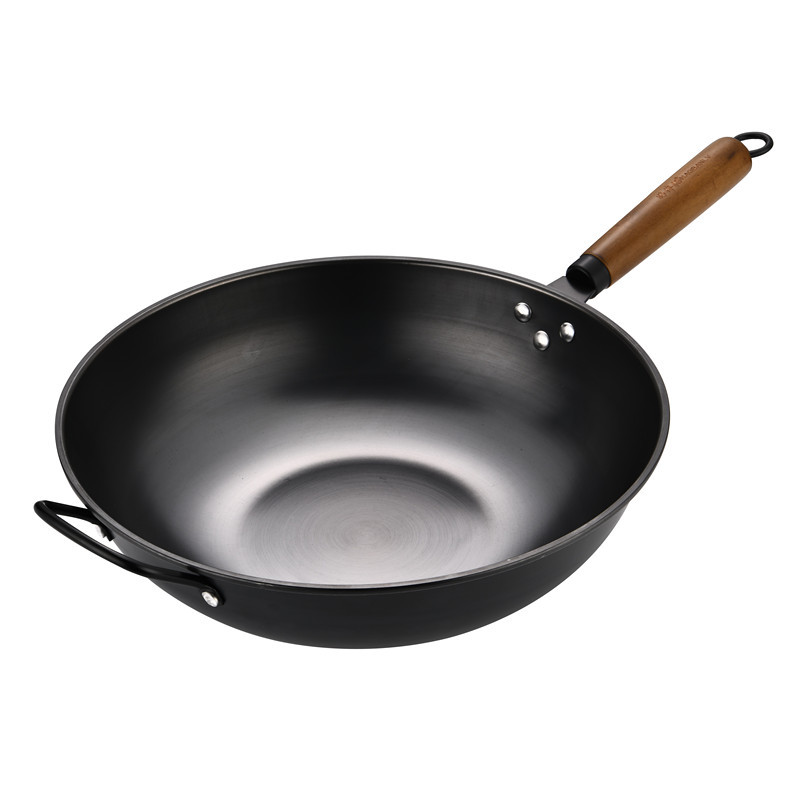 廠家批發氣氮鐵鍋物理不粘炒菜鍋無塗層炒鍋仿鑄鐵鍋廚具一件代發