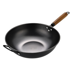 廠家批發氣氮鐵鍋物理不粘炒菜鍋無塗層炒鍋仿鑄鐵鍋廚具一件代發