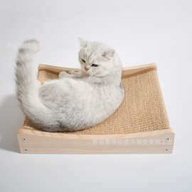 家用木质猫窝猫抓板一体窝夏天凉席四季宠物窝耐抓剑麻猫床