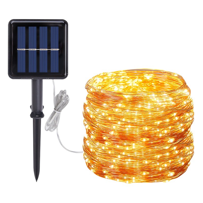 Guirnaldas de luces LED solares de alambre de cobre, impermeables, con efecto de cielo estrellado, ambiente navideño, luces decorativas pequeñas de colores, luces intermitentes con clasificación de impermeabilidad IP65