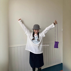 【You Think】十三行ins风时尚字母印花假两件宽松百搭长袖T恤女