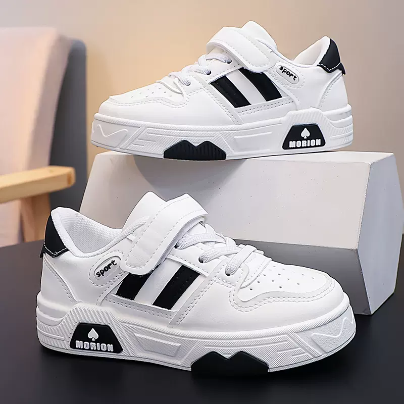 男童鞋子春秋款2025新款鞋子秋季皮面儿童小白鞋女板鞋儿童运动鞋