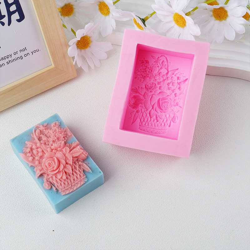 Herramientas de horneado cestas de flores de azúcar molde de pastel chocolate molde de silicona de grado alimenticio molde de jabón hecho a mano molde de jabón al por mayor
